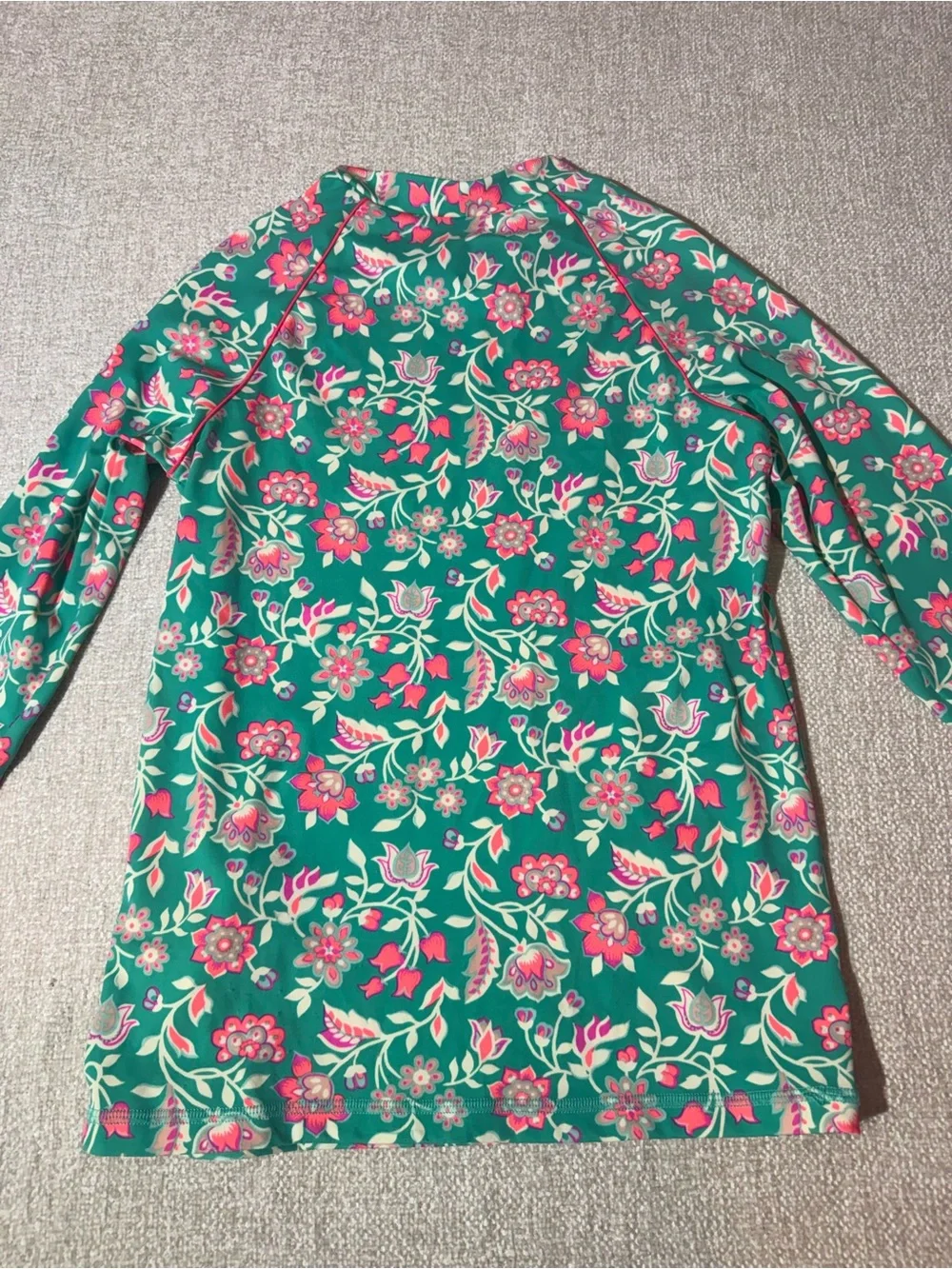 Boden Kids 13/14year Teal Floral Rashguard UPF Swim NWOT